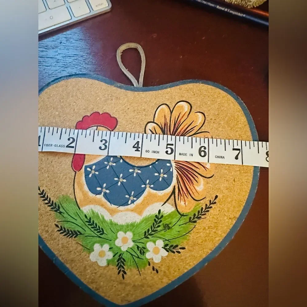 Rooster Cork Handpainted Wall Decor